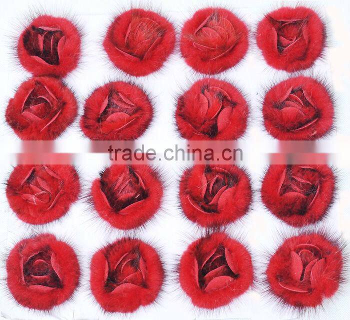 CX-A-25D Chengxing Wholesale Genuine Mink Flower Fur Brooch
