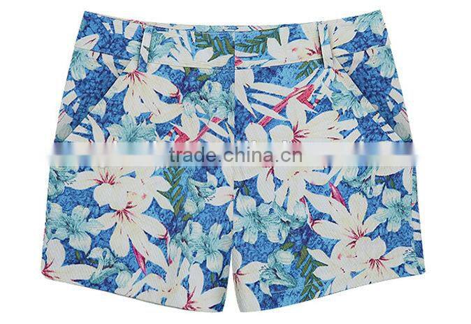 2017 women floral pants high waist ladies latest flower shorts