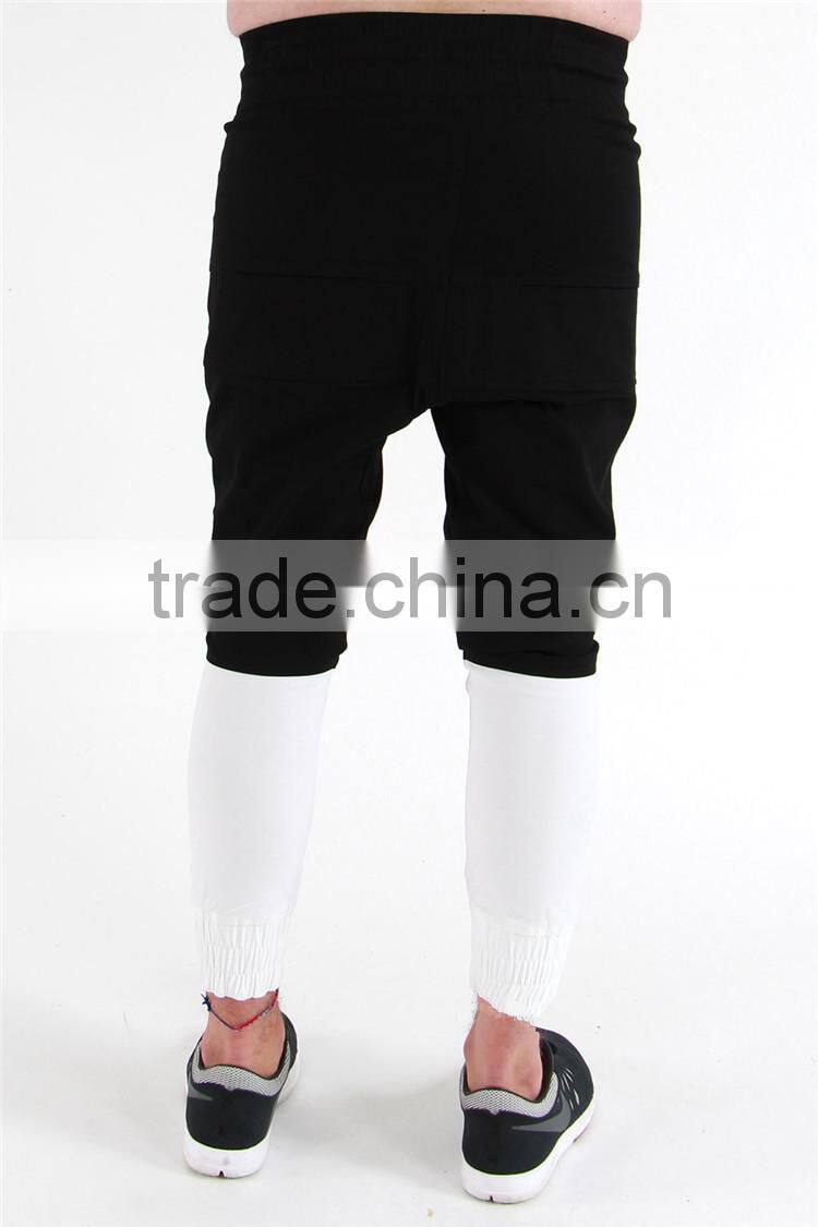 New fashion white and black combination pants mens hip-hop trousers