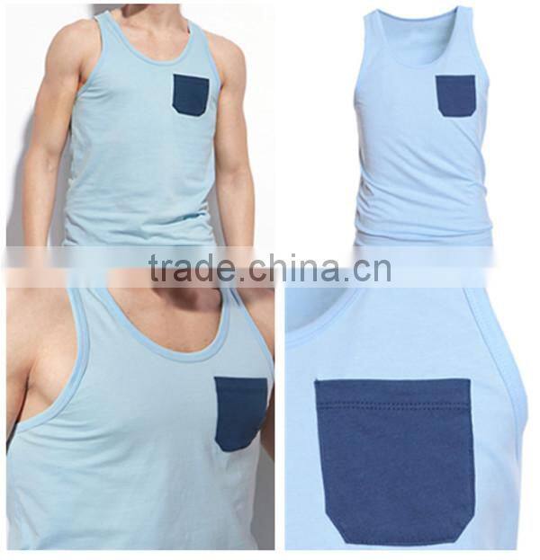 Loose fit mens tank top pocket tank top