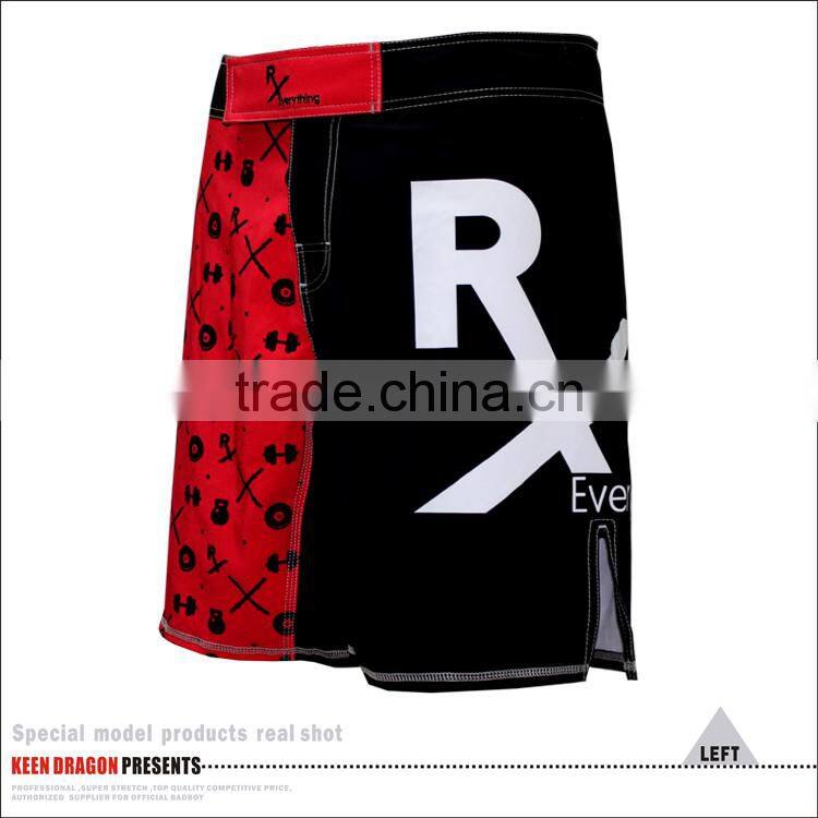 Men's boxing garment black and red 4-way stretch shorts mma fight wear