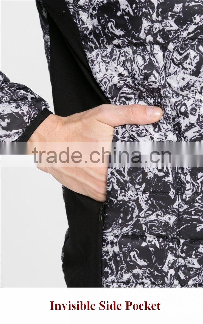 Hot Style Water-Wave Print Light Weight Fashion Quilting Padded Jacket For Men