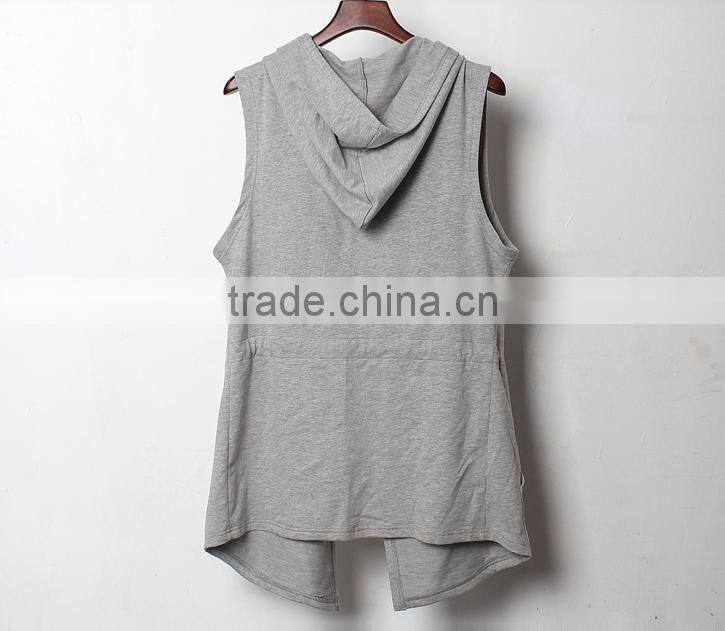 2016 fashion custom full face zip long knee length hoodie