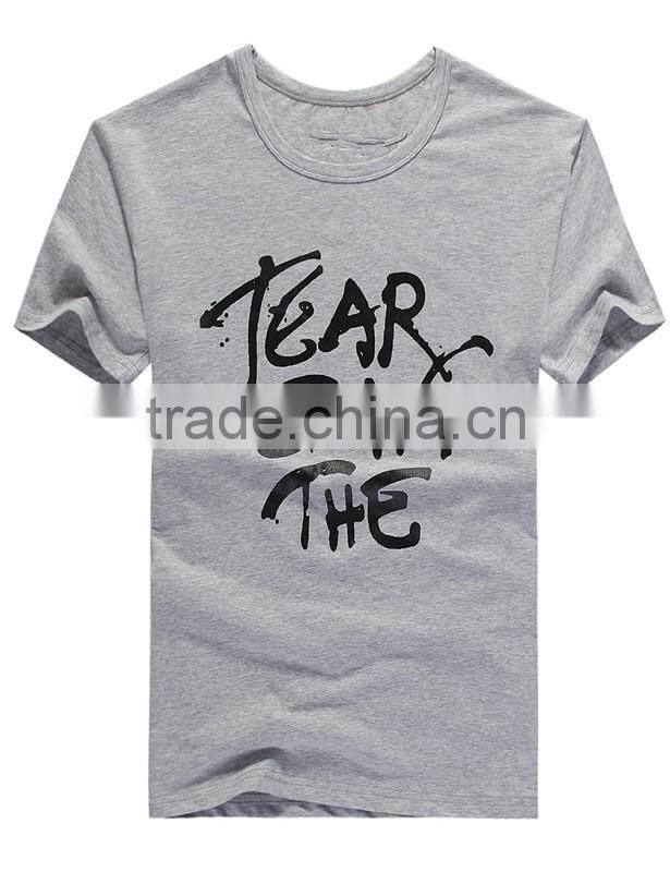 Wording fancy printed t-shirt made in China
