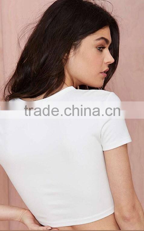 2017 latest fashion women top design 100% cotton short sleeve crop top and short skirt set