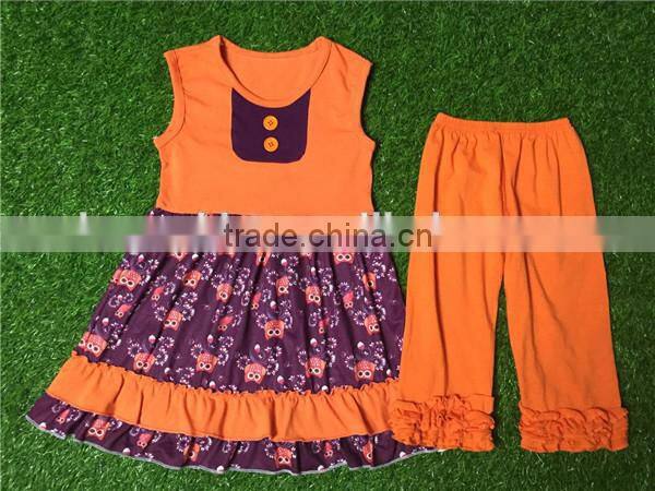 Boutique children halloween clothes pearl tunic and stripe litter kids halloween outfits