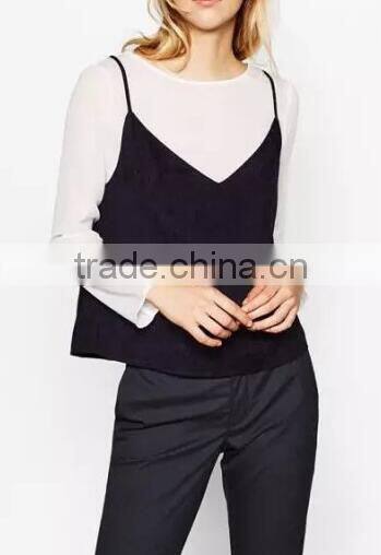Runwaylover EY2358B Ladies 2017 Ladies Two Piece Suits , Women Fashion Blouse And Vests