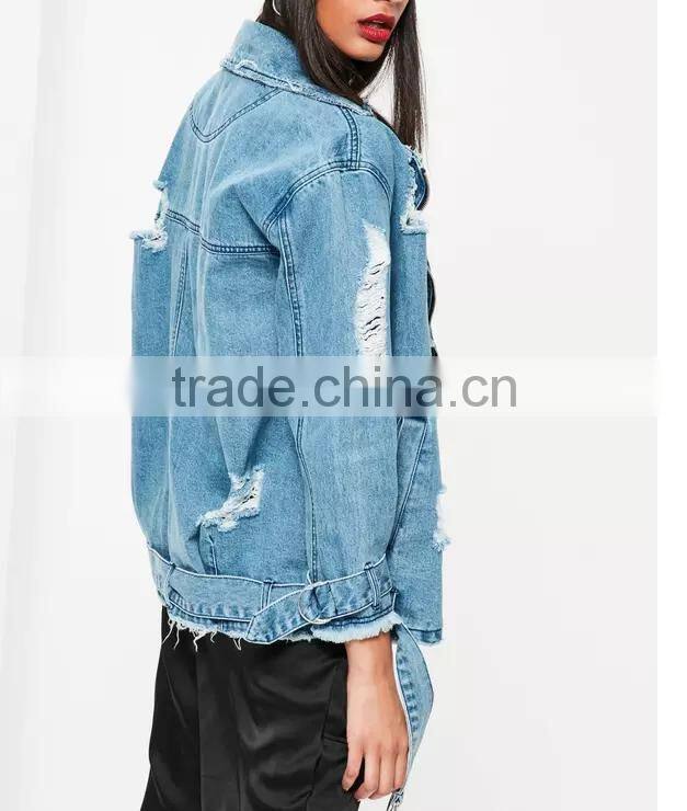 2017 New design Jeans Women Clothing Long Patch Lady Denim Jacket