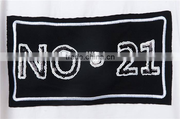 sports style latest 2015 summer elegant shirts for ladies with paillettes decoration