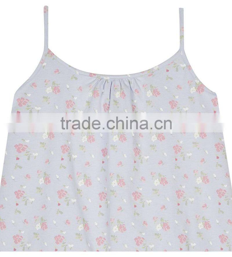 Hot sale 2017 custom kids summer floral cotton pajamas for baby girls pyjama top and shorts set 1-6 years
