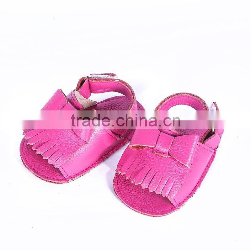 New design fringed genuine leather baby sandals, baby fringed sandals