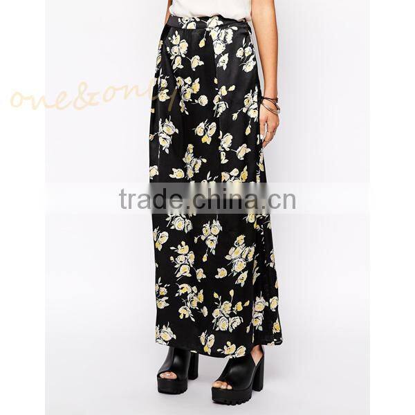 women floral print long skirt chiffon