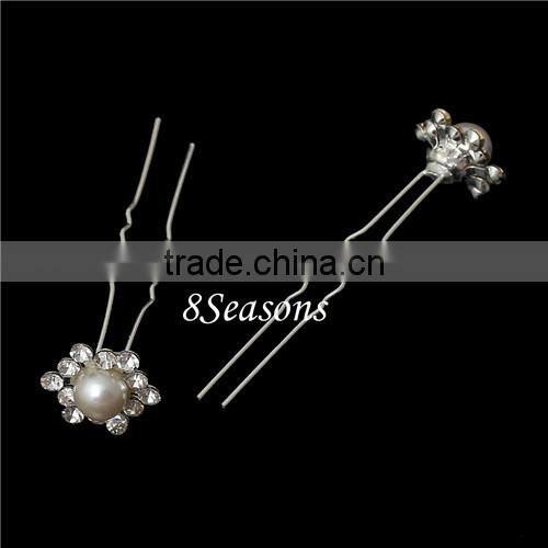Silver Tone Clear Rhinestone Flower Wedding Party Hairpins Bridal Hair Pins