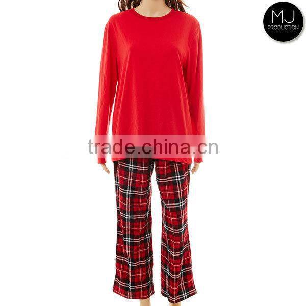 Factory small minimum plaid pattern Christmas pajamas women wholesale