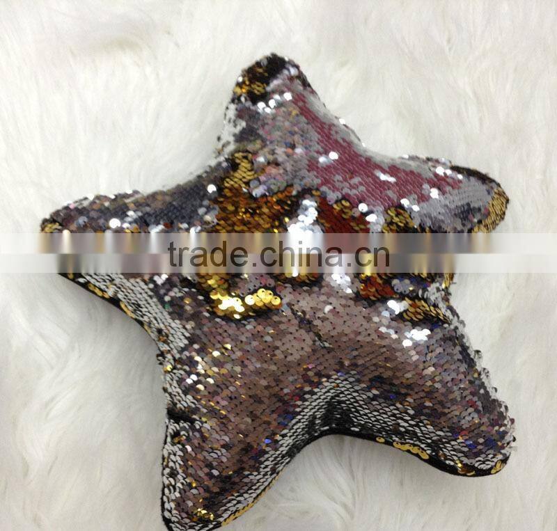 Newest Hot Selling Home Decorative Star Shaped Two-color Toned Reversible Sequin Pillows