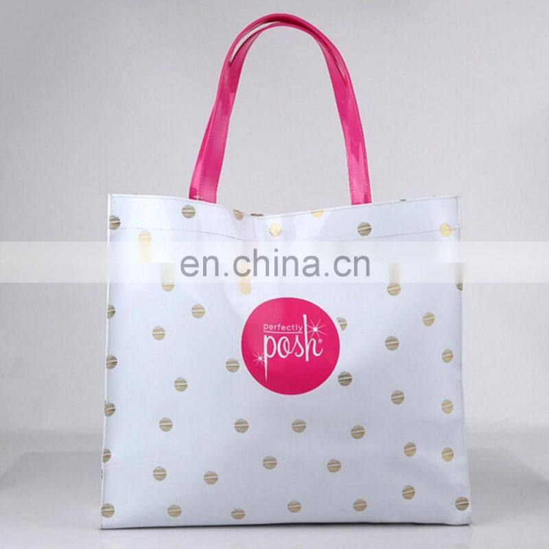 Women White Dots Printing Handle Bag Vinyl Shoulder Crossbody Bag