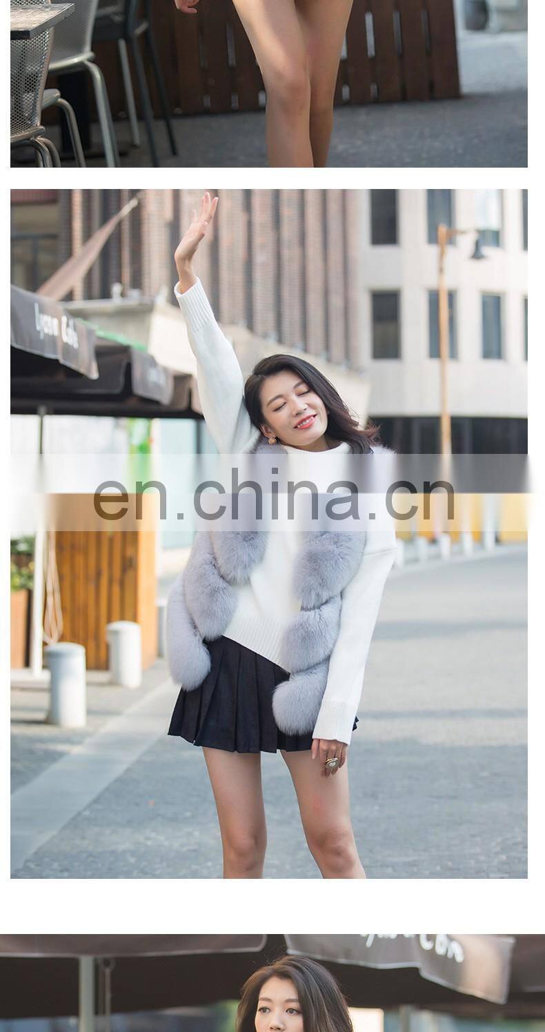 2016 Hot Selling Real Fox Fur Vest Women Natural Fur Vest Cute Spell Fox Fur Vest