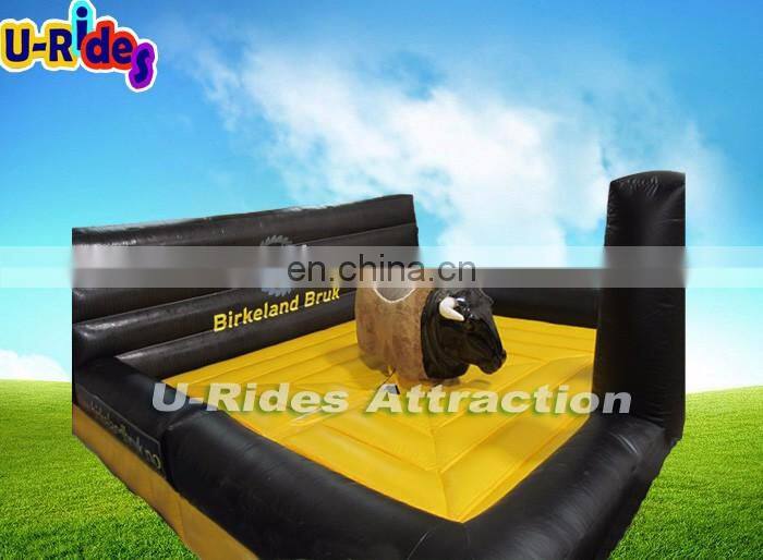 Norway Mechanical Bull Rodeo Game Rodeo Surfboard With Black And Yellow Inflatable Background