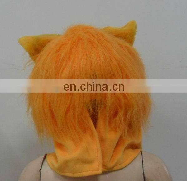 plush orange fox animal head masks for party,animal Halloween mask with awesome eyes and mesh design for kids