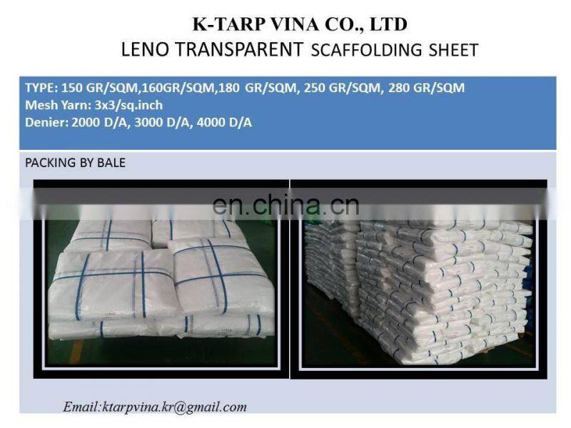 PE Leno Transparent Scaffold Sheeting with pre-punching holes, webbing reinforced band