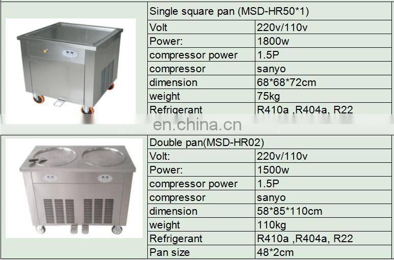 Thailand double pans frying ice cream roll fried ice cream roll machine