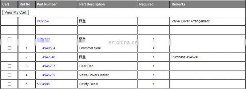 High quality diesel engine assembly ISF3.8 4946240 valve cover for truck