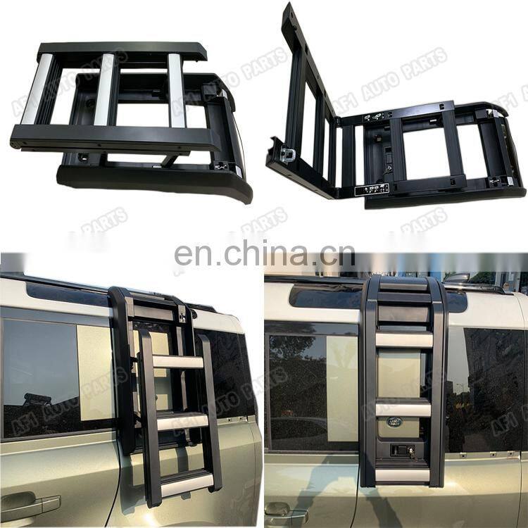 Black Side Roof Access Ladder For Defender 90 110 2020 2021 Tailgate