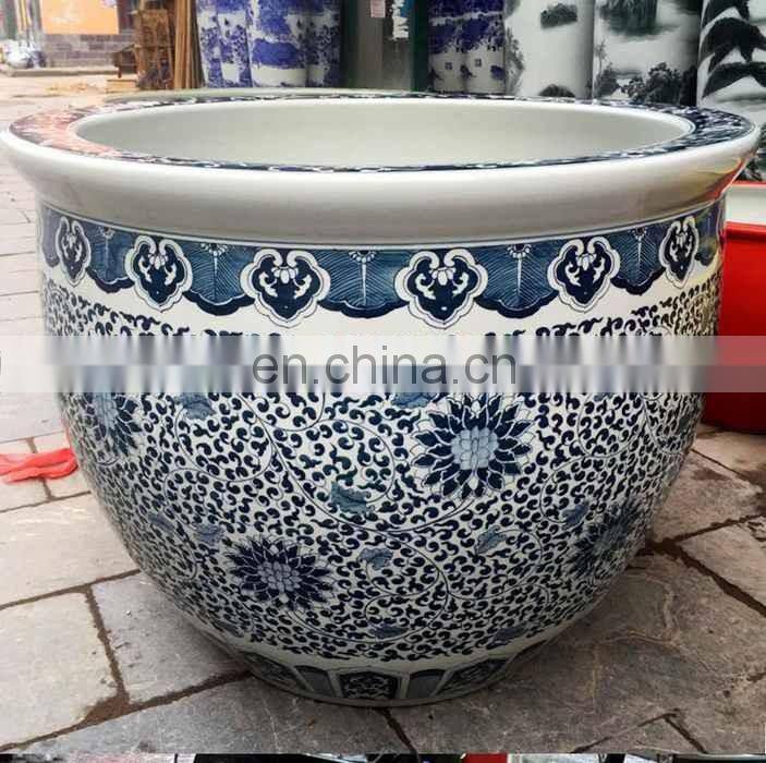 Luxury large jingdezhen hand painted blue and white ceramic pot planters