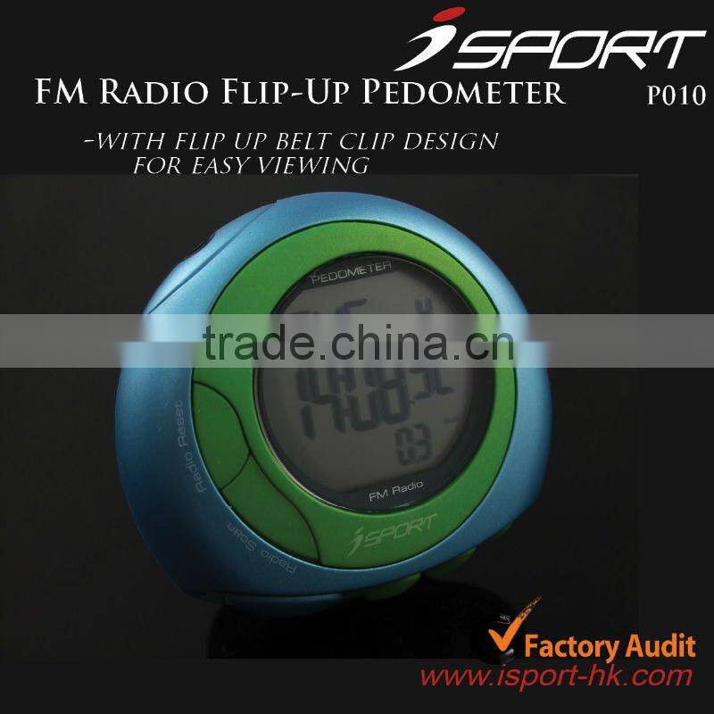 Novelty Flip up design FM radio pedometers