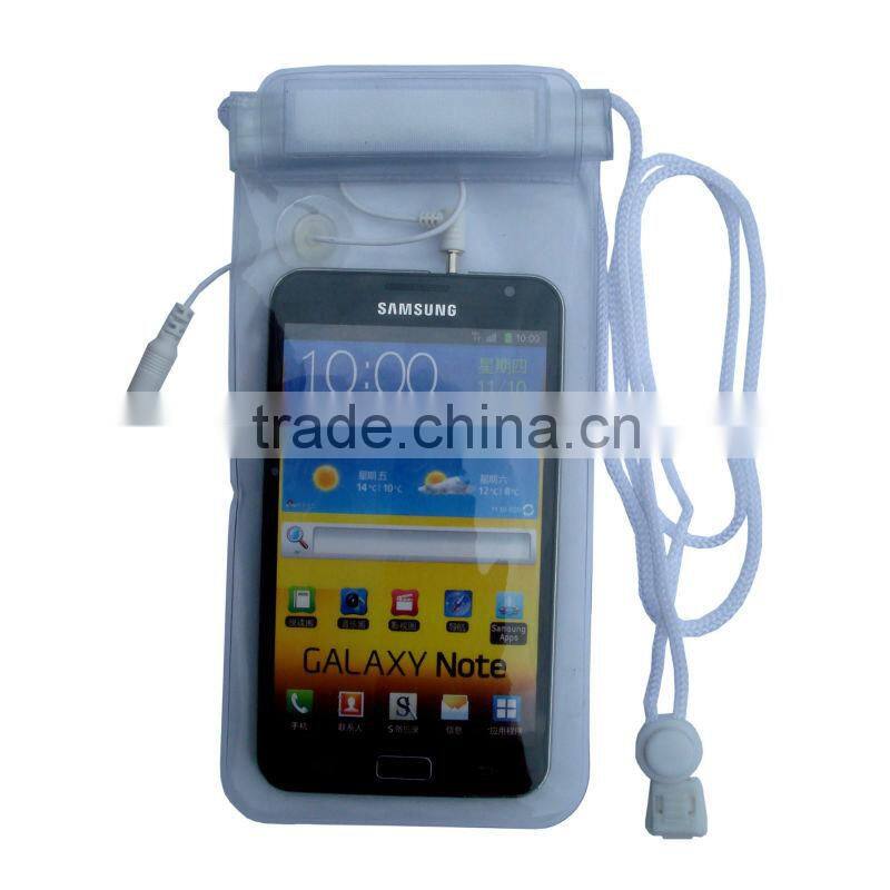 2012 Hot selling white waterproof bag for mobile phone with three waterproof zippers