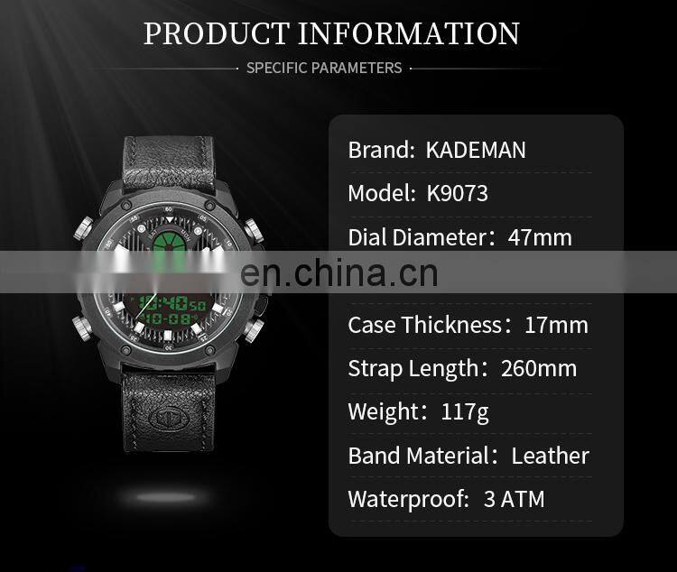 KADEMAN K9073 recommend youth watches double display led functional private label digital hand watches for man