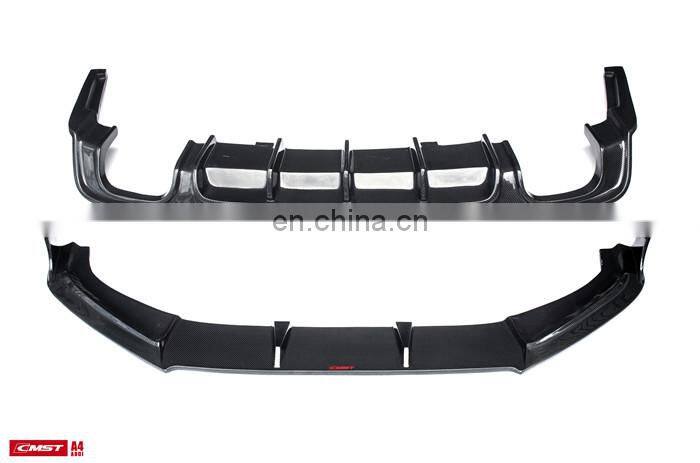 Runde Perfect Fitment For 2017-2019 Audi A4 S5 B9 Upgrade CMST Style Carbon Fiber Front Lip Rear Diffuser Body Kit