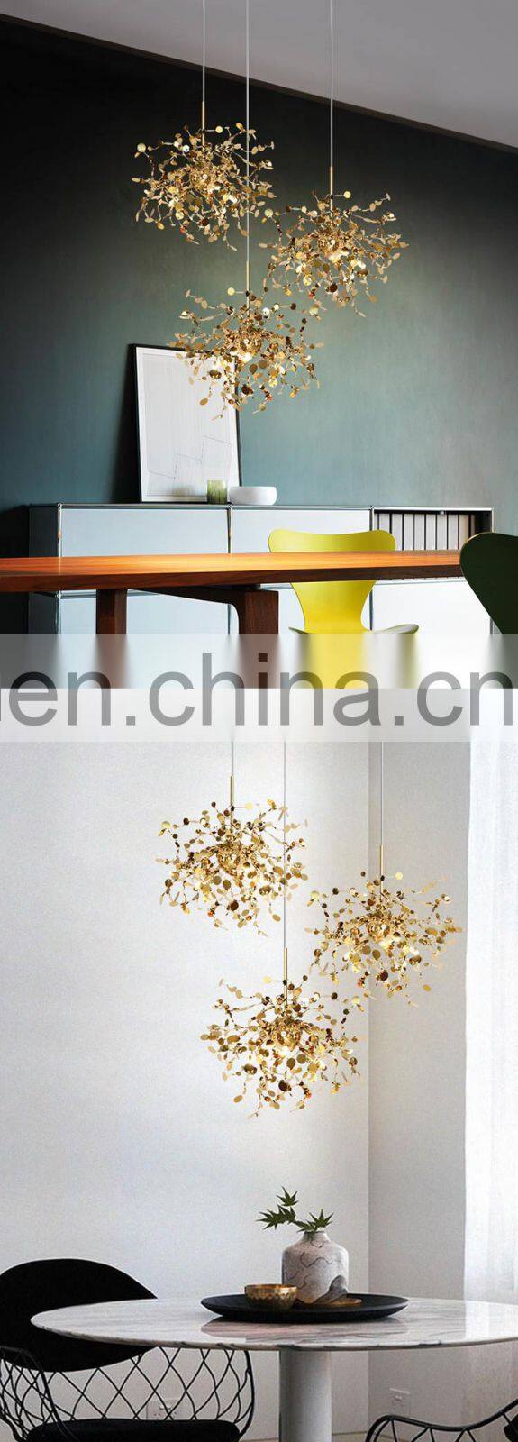 Indoor Dandelion Crystal Pendant Lights Luxury LED Gold Chandeliers Hanging Lamps
