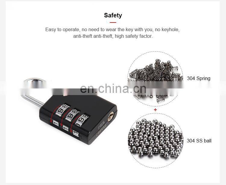 Wholesale 3 Digit Combination TSA Customs Code Lock Safe Padlock For Travel Luggage