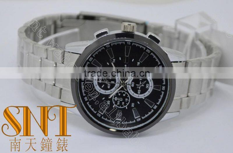 SNT-LA116 Black Texture Dial With 3 Chrono Eyes, High Quality Stainless Steel Watch