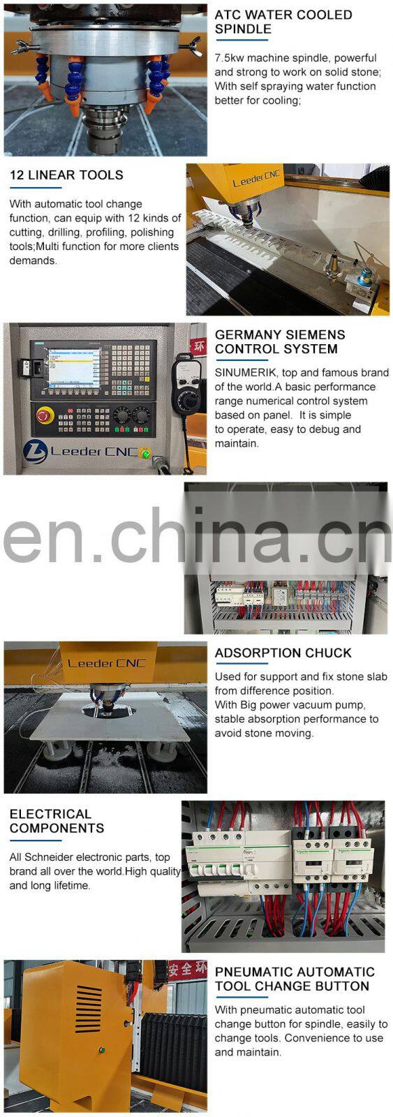 China 3D CNC Processing Granite Marble Tombstone Stone Engraving Carving Cutter CNC Router Stone Cutting Machinery