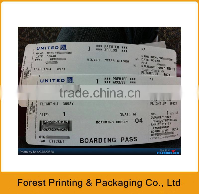 Printing custom thermal boarding pass,thermal air ticket printing