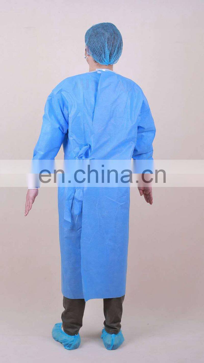 Disposable non woven isolation gown knitted elastic sleeve comfortable visit gown
