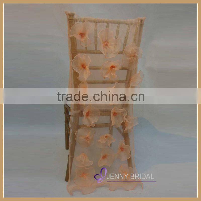 C002D popular custom organza purple wedding rosette chair cover