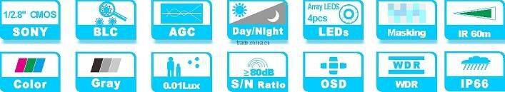 Full HD Fixed Lens 1080P TVI 2.0MP Color IR Bullet CCTV Camera with Sony 322 Cmos Metal Housing