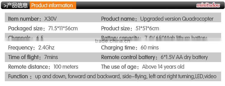 2014 New Product X30V RC UFO X30V 2.4G 4ch 4-AXIS RTF Drone epo foam rc Quadcopter with camera