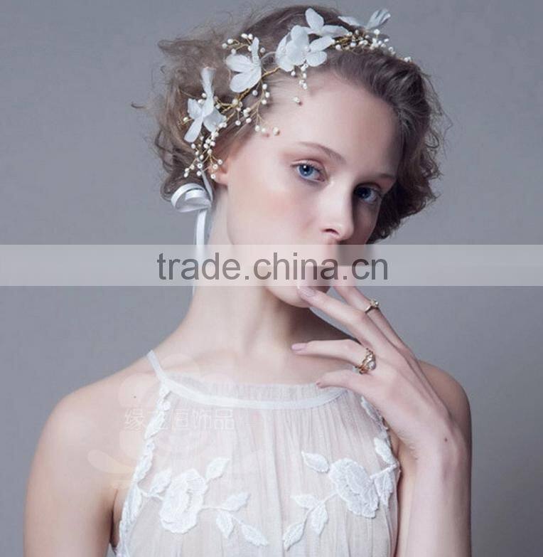 The bride headdress flower Handmade pearl wedding headdress flower hair band