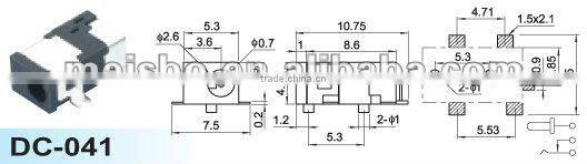 Universal male laptop dc power jack 2.5mm
