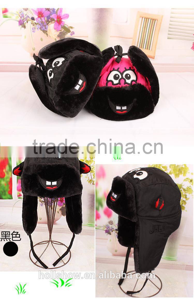 Autumn Winter New Fashion Cute Eyes Embroidery Children Kids Earflap Hat