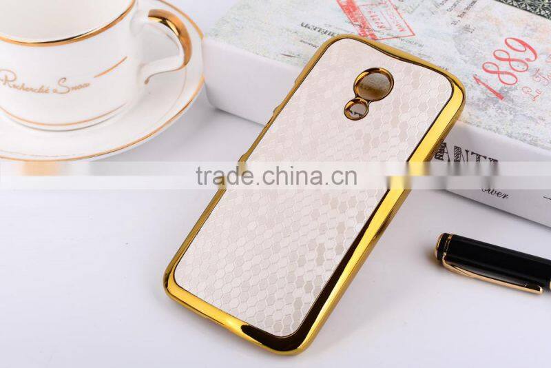 Mobile phone electroplating leather case for Motorola G2 2ND GEN hard back cover case