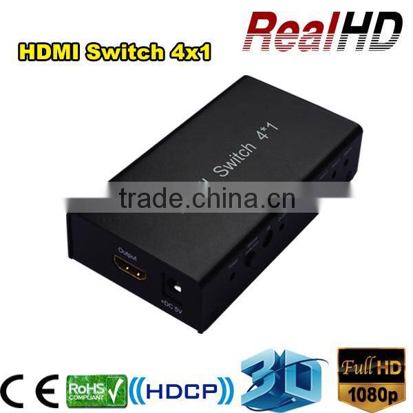 2016 China Latest V1.3 Mini 4x1 HDMI Switcher Cable with IR & Power Cable
