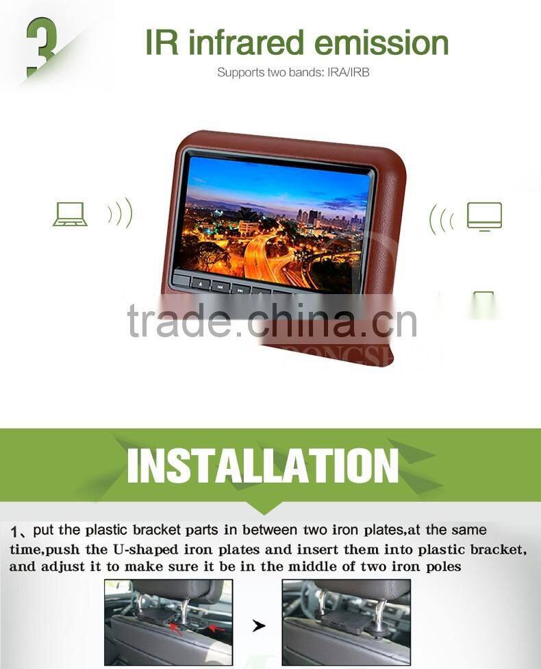 Factory outlut 10.1 inch Car headrest monitor with HDMI input,support DVD,USB,SD card.