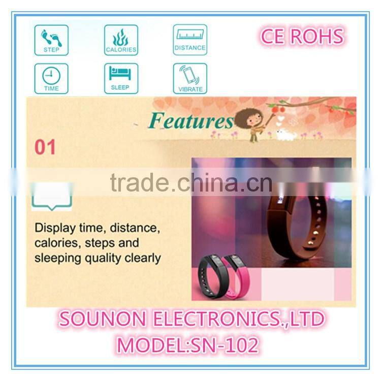 Unisex USB Charge Wristband Pedometer Watch, Bluetooth Smart Pedometer Waterproof Pedometer