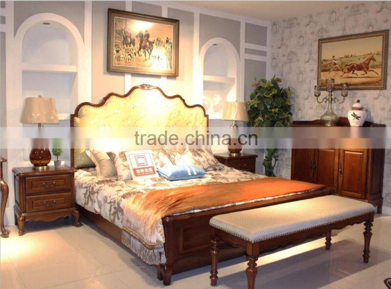 Antique bedroom furniture solid wood queen size bed AET-YT51