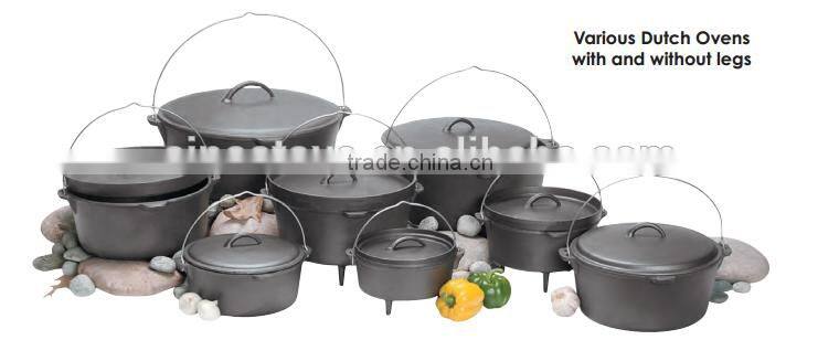 Pre-seasoned BBQ camping outdoor cast iron cookware dutch oven/pot with tripod